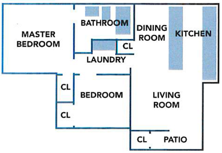 Rosewood Two Bedroom / One Bath - 874 Sq.Ft.*